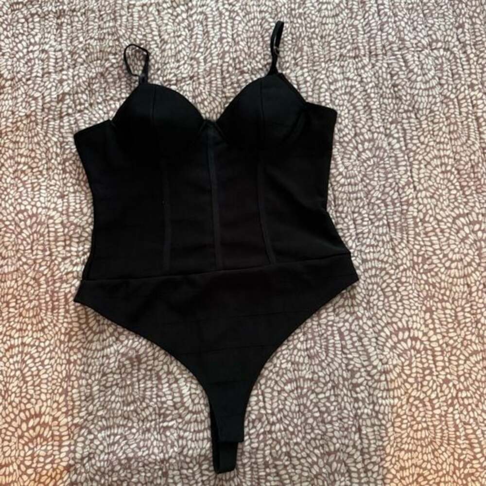 Haute Monde‎ Women's Black Thong Bodysuit XL